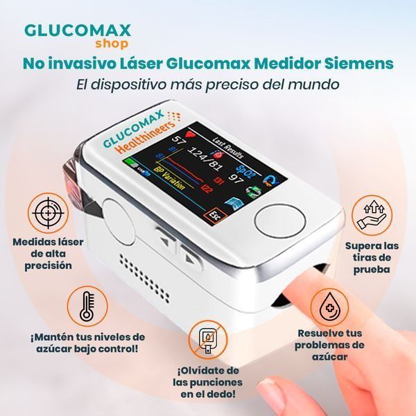 Medidor Láser No Invasivo MULTIUSO GlucoMax + Regalos Exclusivos [PRECISIÓN DEL 99,9%]